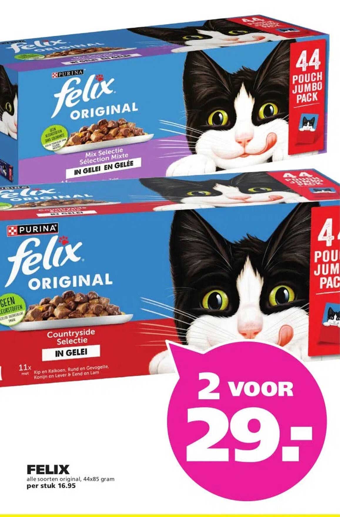 FELIX alle soorten original, 44x85 gram 2 voor 29.-