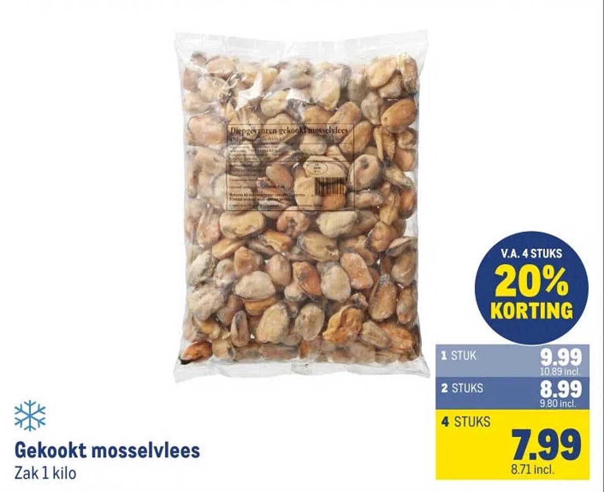 Gekookt mosselvlees Zak 1 kilo