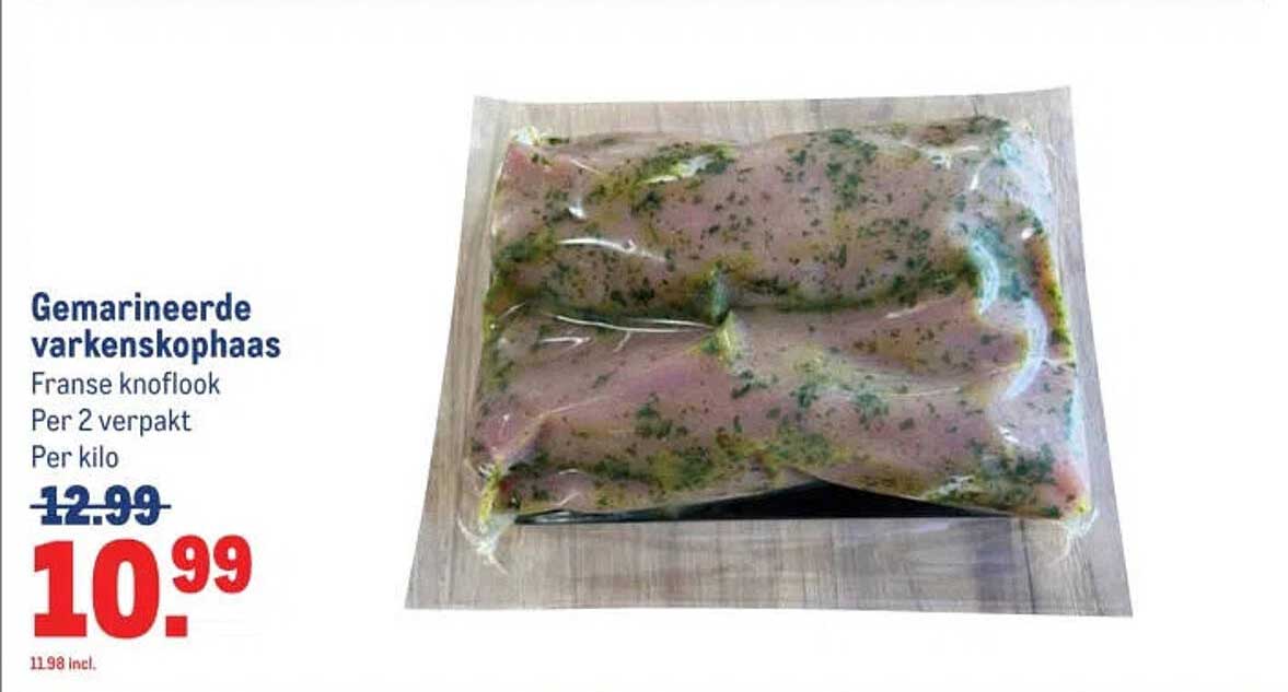 Gemarineerde varkenskophaas Franse knoflook Per 2 verpakt Per kilo