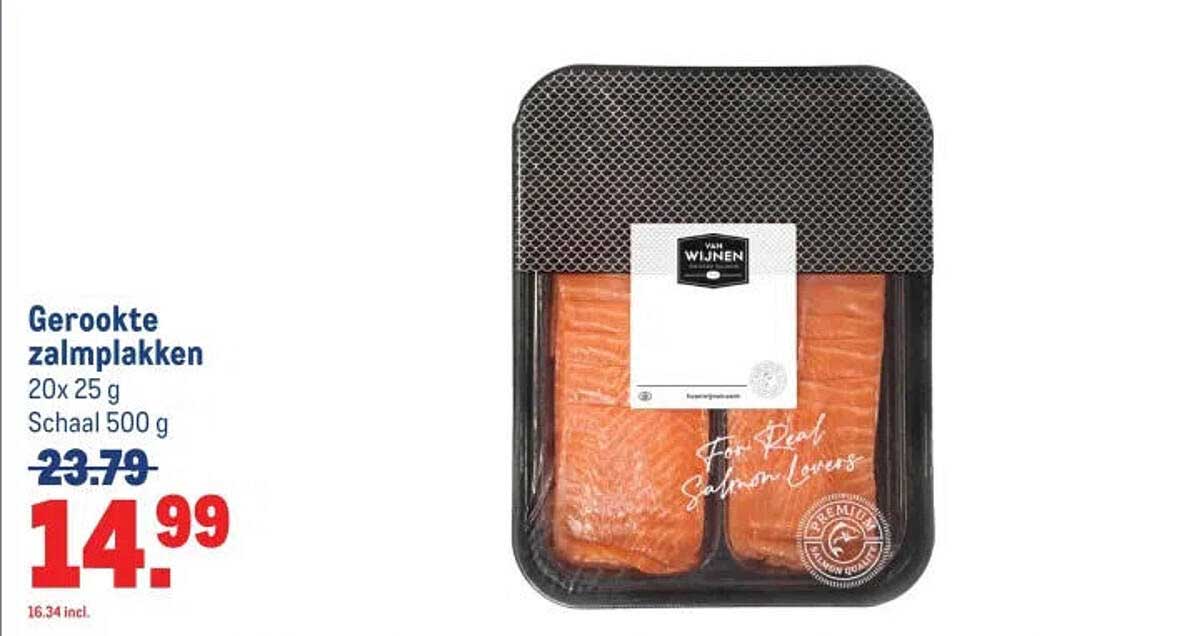 Gerookte zalmplakken 20x 25 g Schaal 500 g