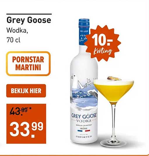Grey Goose Wodka, 70 cl Pornstar Martini Bekijk hier 10,- korting