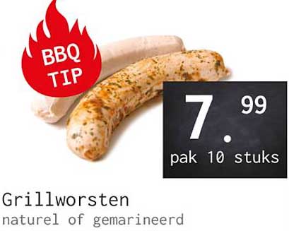 Grillworsten naturel of gemarineerd