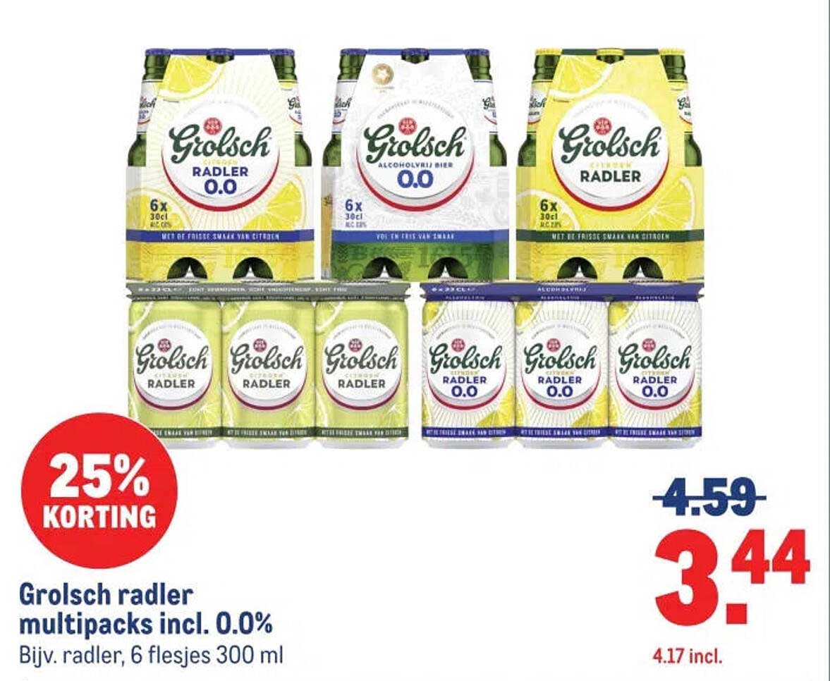 Grolsch radler multipacks incl. 0.0%