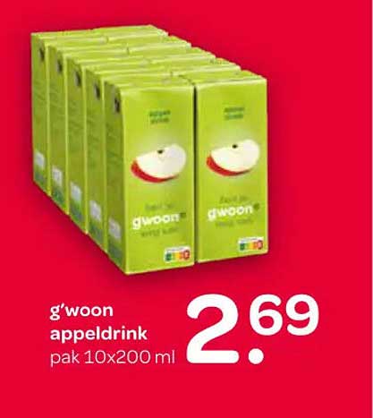 g'woon appeldrink pak 10x200 ml