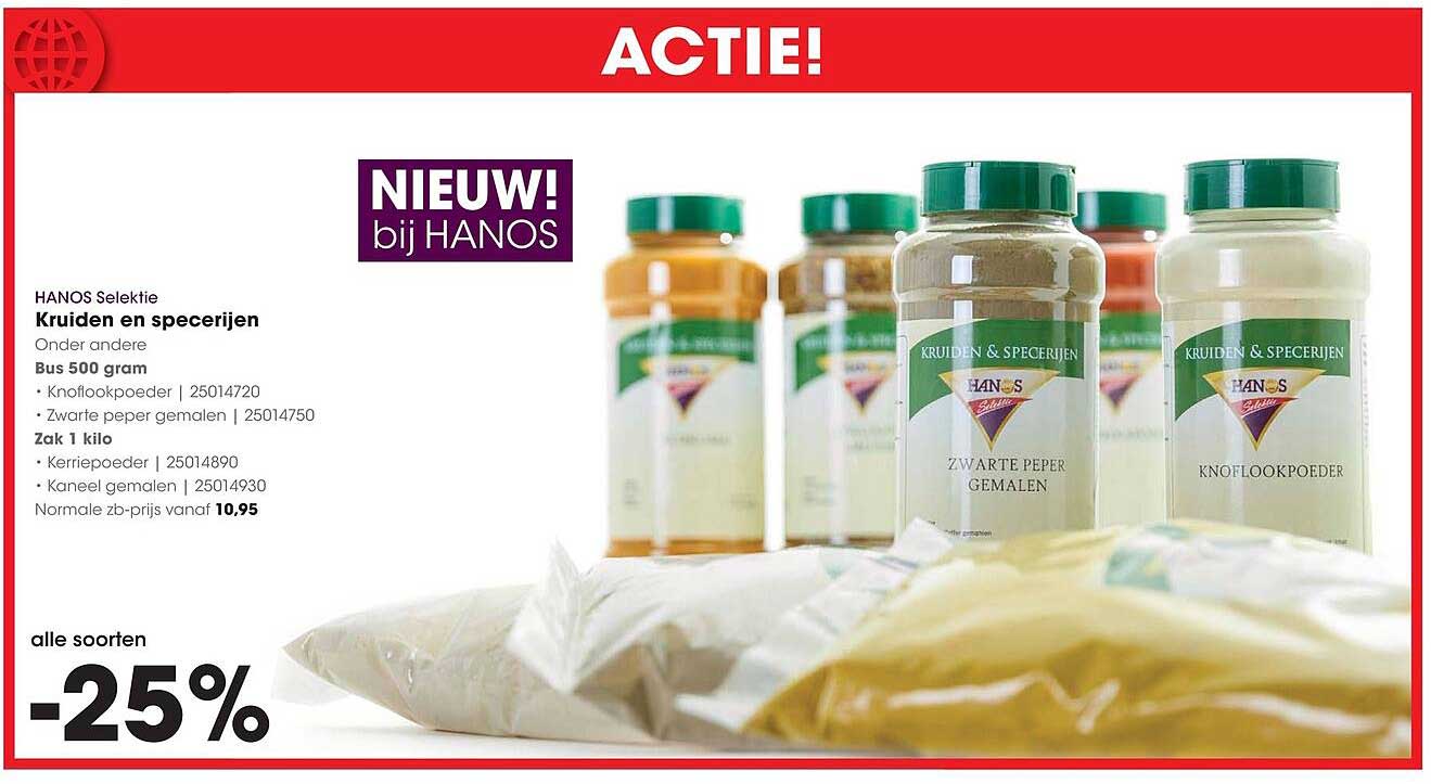HANOS Selek­tie Kruiden en specerijen alle soorten -25%