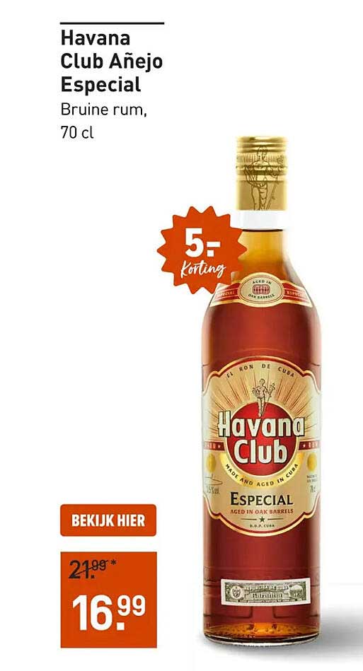 Havana Club Añejo Especial Bruine rum, 70 cl