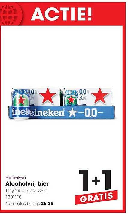 Heineken Alcoholvrij bier 1+1 GRATIS