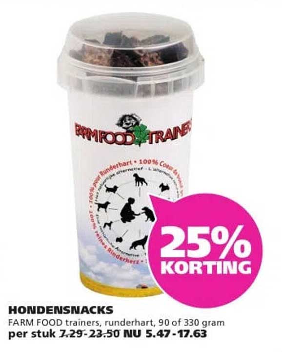 HONDENSNACKS FARM FOOD trainers, runderhart, 90 of 330 gram 25% KORTING
