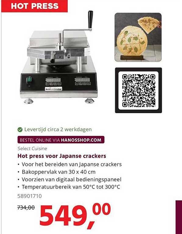 Hot press voor Japanse crackers