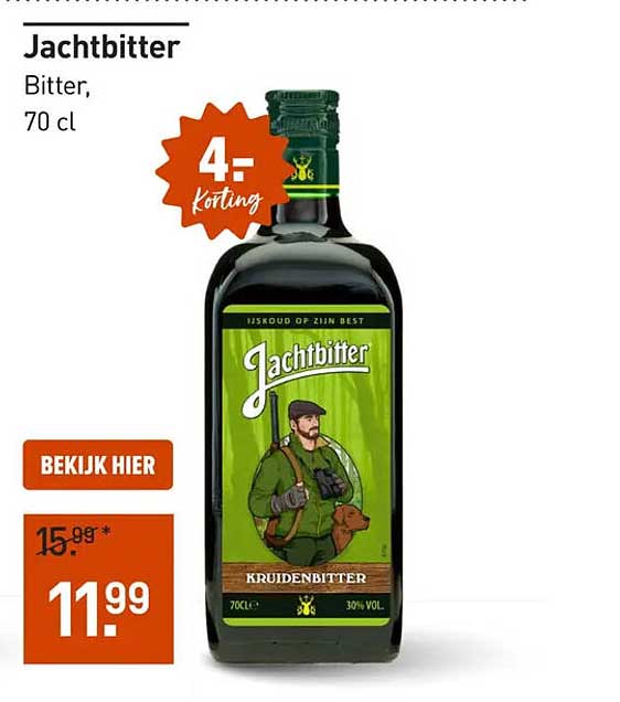 Jachtbitter Bitter, 70 cl 4,- korting
