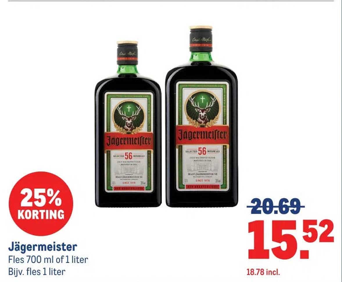 Jägermeister 25% korting