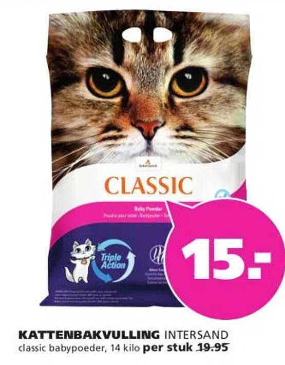 KATTENBAKVULLING INTERSAND classic babypoeder, 14 kilo per stuk