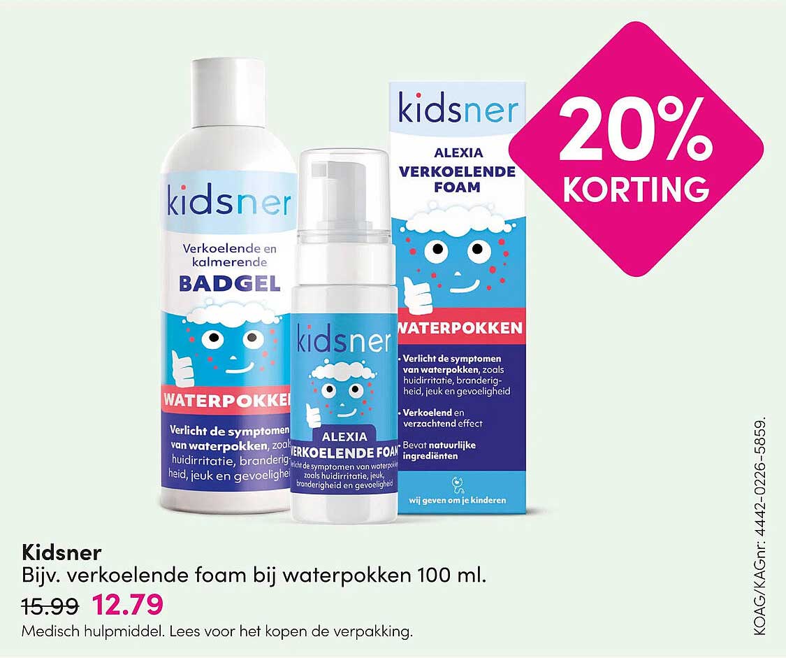 Kidsner Bijv. verkoelende foam bij waterpokken 100 ml. 20% KORTING