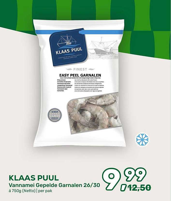 KLAAS PUUL Vannnamei Gepelde Garnalen 26/30