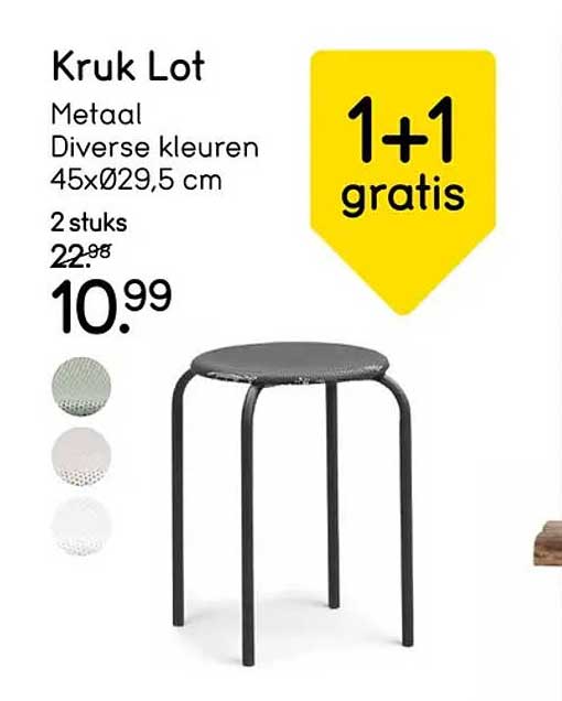 Kruk Lot Metaal Diverse kleuren 45xØ29,5 cm 2 stuks 1+1 gratis