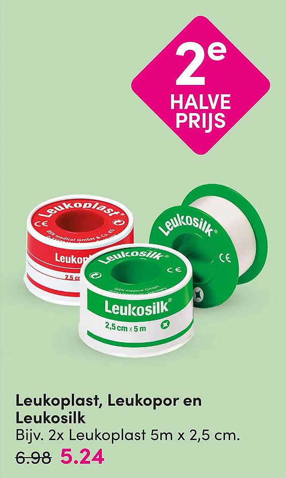 Leukoplast, Leukopor en Leukosilk 2e halve prijs