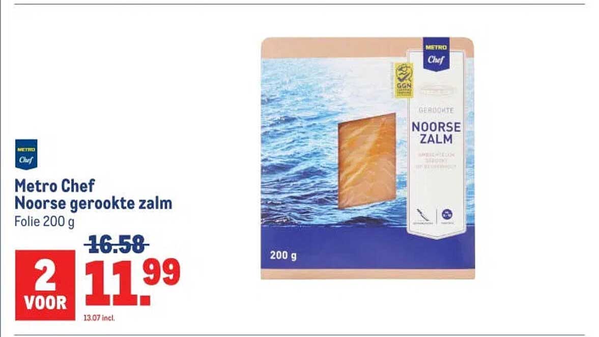 Metro Chef Noorse gerookte zalm Folie 200 g 2 voor