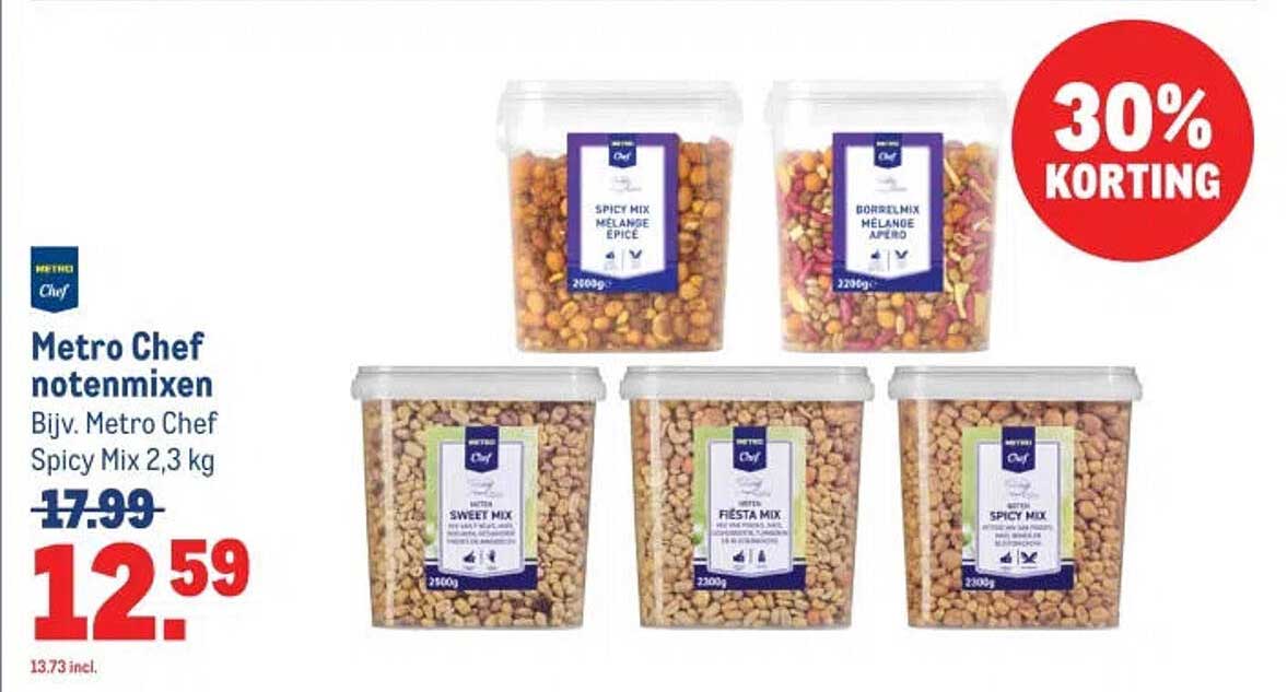 Metro Chef notenmixen Bijv. Metro Chef Spicy Mix 2,3 kg 30% KORTING