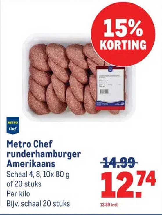 Metro Chef runderhamburger Amerikaans 15% korting