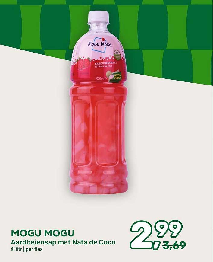 MOGU MOGU Aardbeiensap met Nata de Coco á 1ltr | per fles