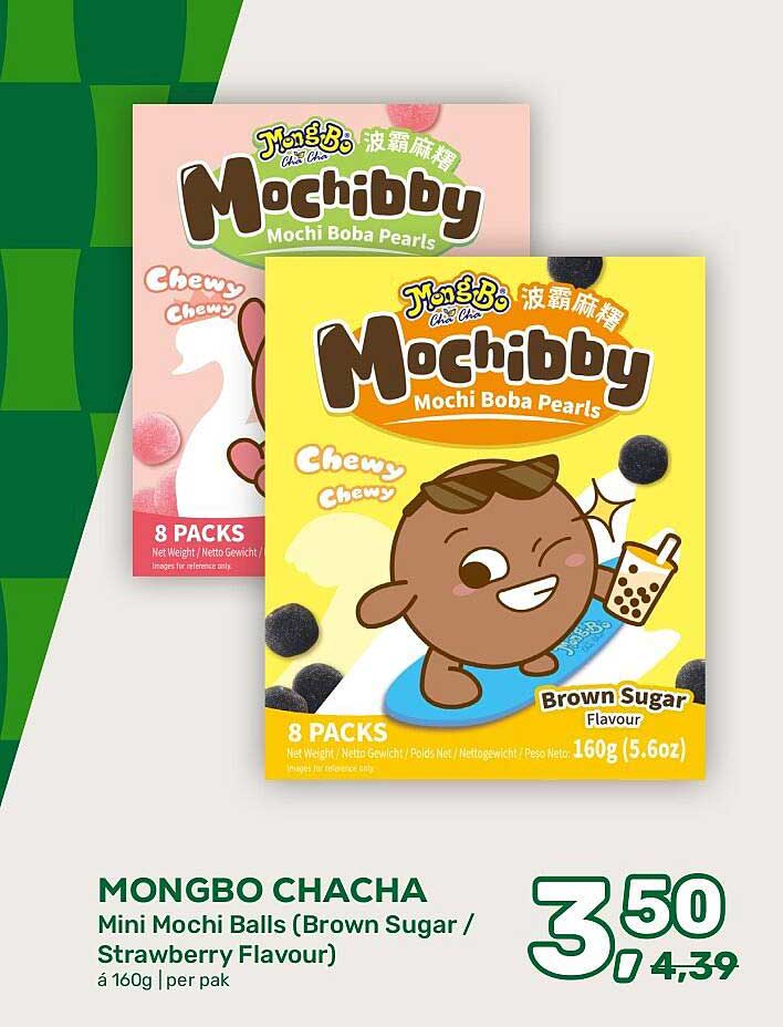MONGBO CHACHA Mini Mochi Balls (Brown Sugar / Strawberry Flavour)