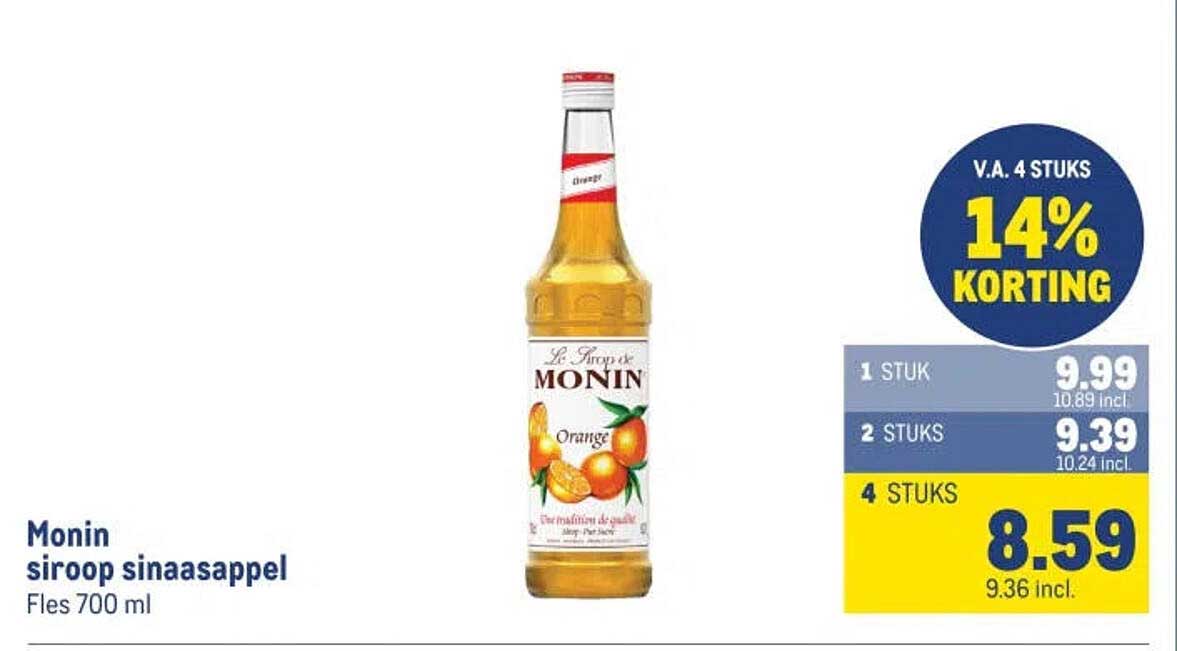 Monin siroop sinaasappel Fles 700 ml