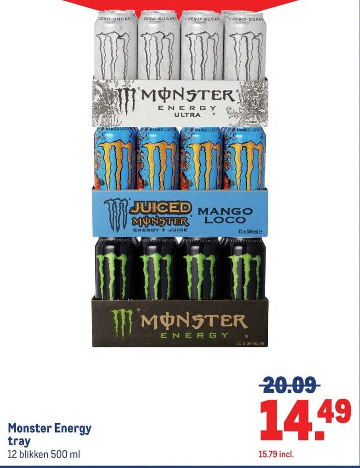 Monster Energy tray 12 blikken 500 ml