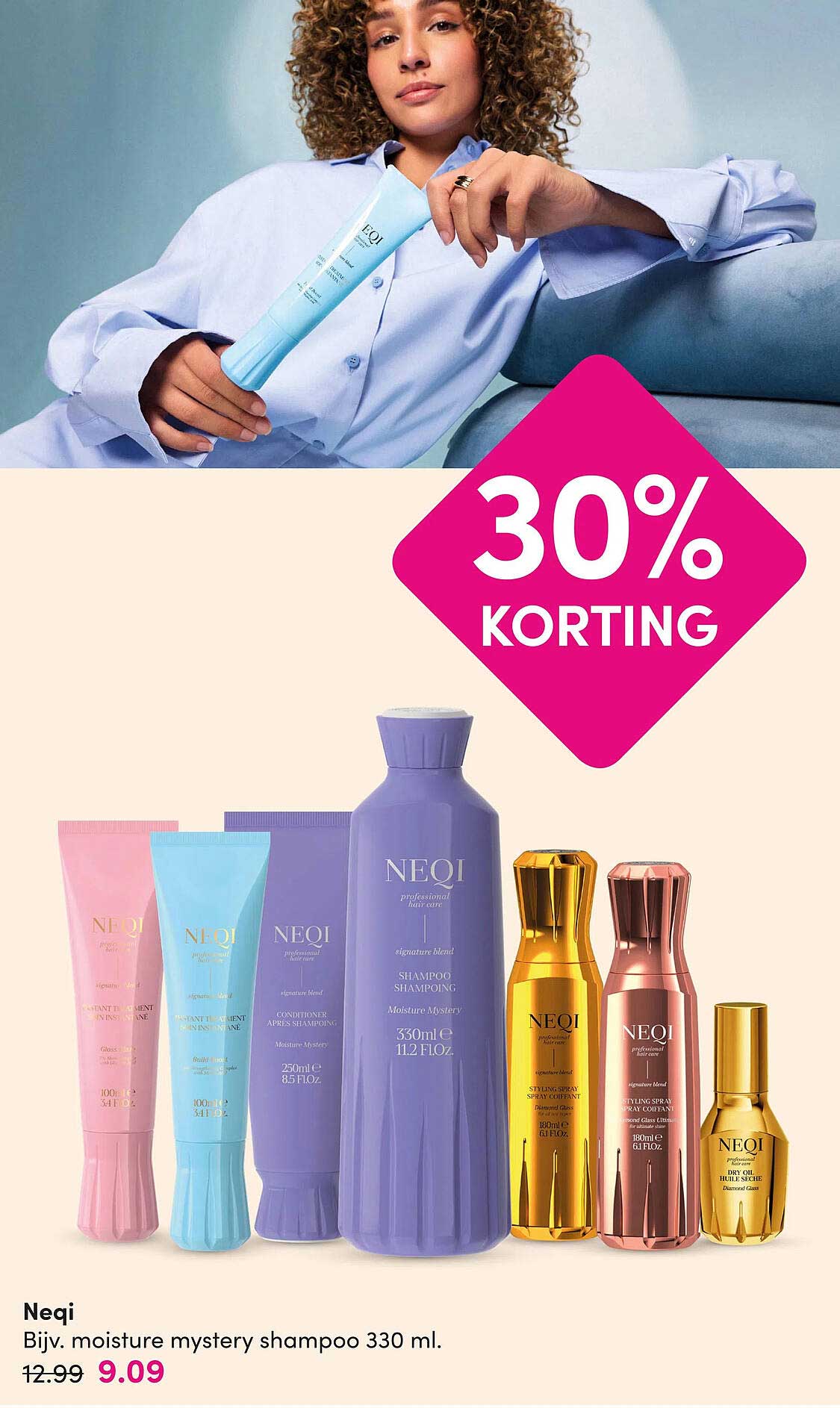 Neqi Bijv. moisture mystery shampoo 330 ml. 30% KORTING