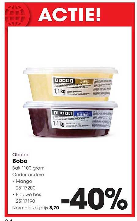 Oboba Boba Bak 1100 gram Onder andere • Mango • Blauwe bes -40%