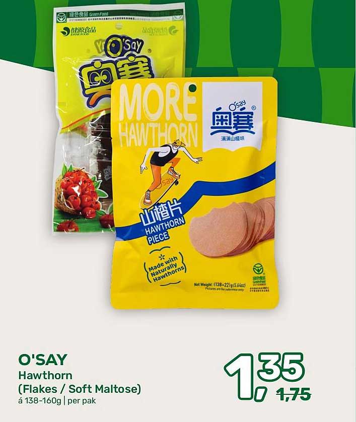 O'SAY Hawthorn (Flakes / Soft Maltose) á 138-160g | per pak