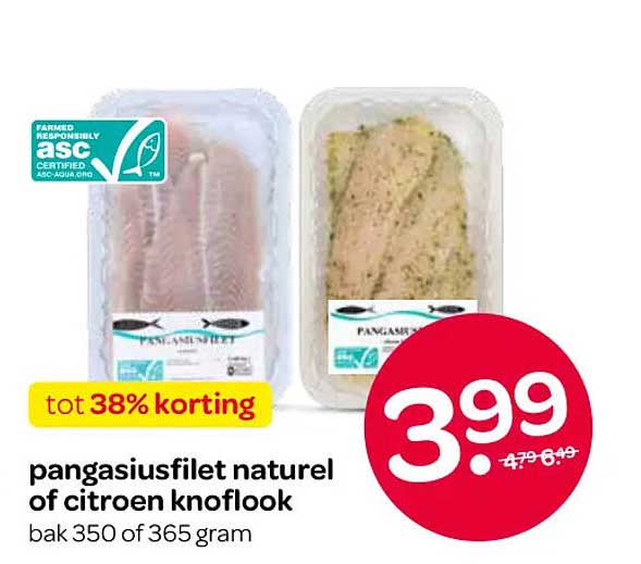 pangasiusfilet naturel of citroen knoflook tot 38% korting
