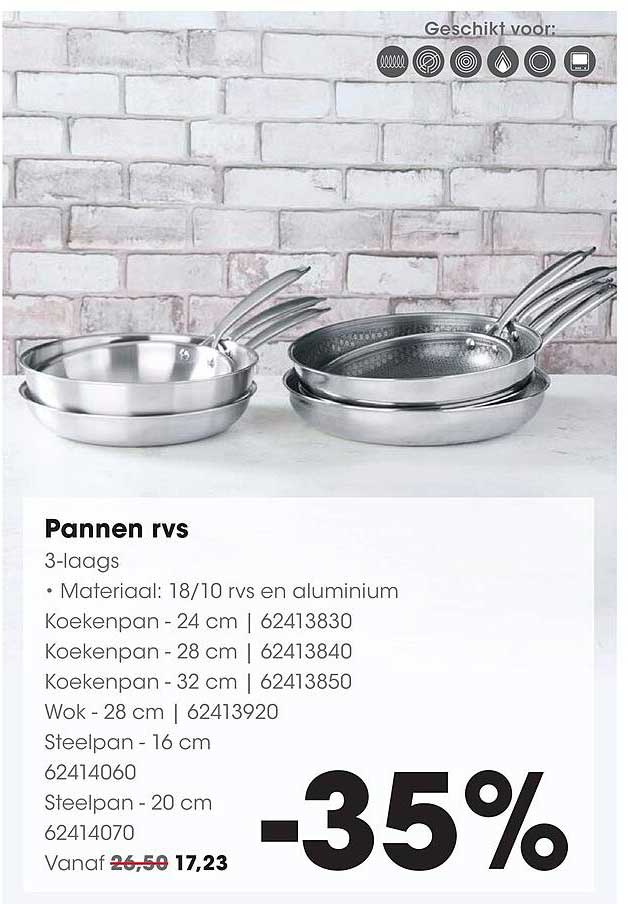 Pannen rvs 3-laags -35%