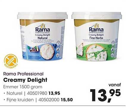 Rama Professional Creamy Delight Emmer 1500 gram - Naturel | 40501980 13,95 - Fijne kruiden | 40502000 15,50