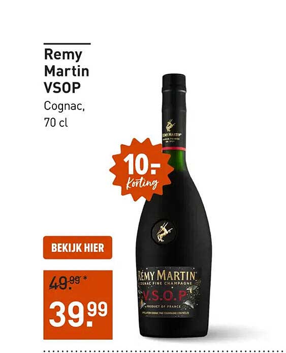 Remy Martin VSOP Cognac, 70 cl 10:- korting