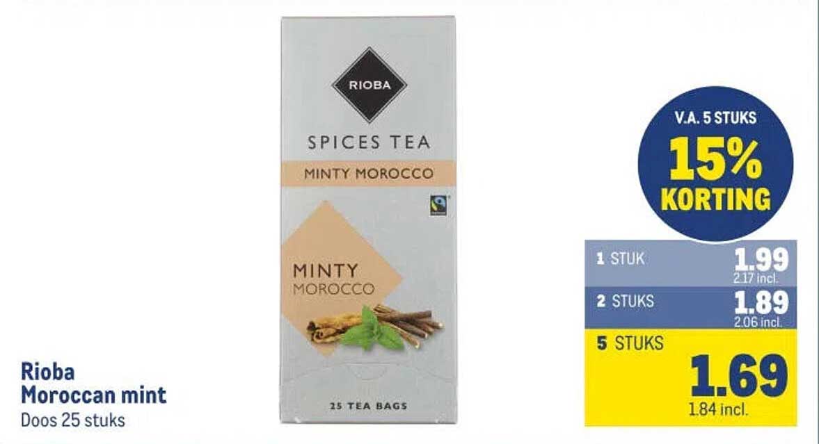 Rioba Moroccan mint Doos 25 stuks 15% KORTING