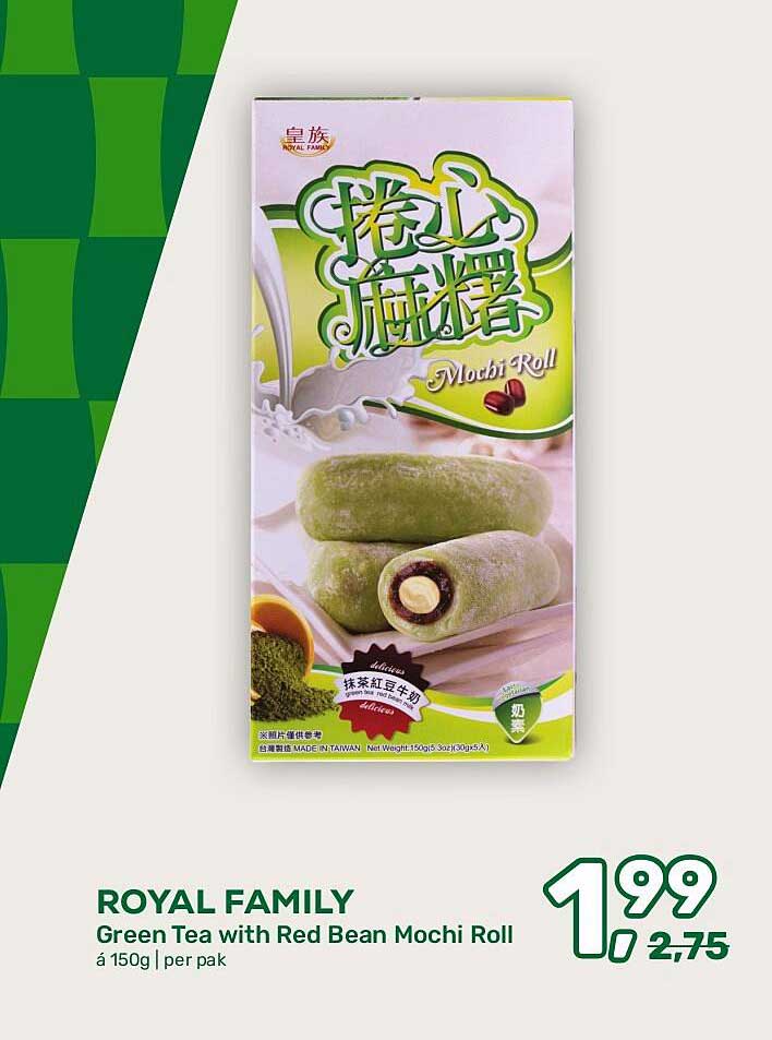 ROYAL FAMILY Green Tea with Red Bean Mochi Roll