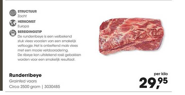 Runderribeye Grainfed vaars Circa 2500 gram | 3030485