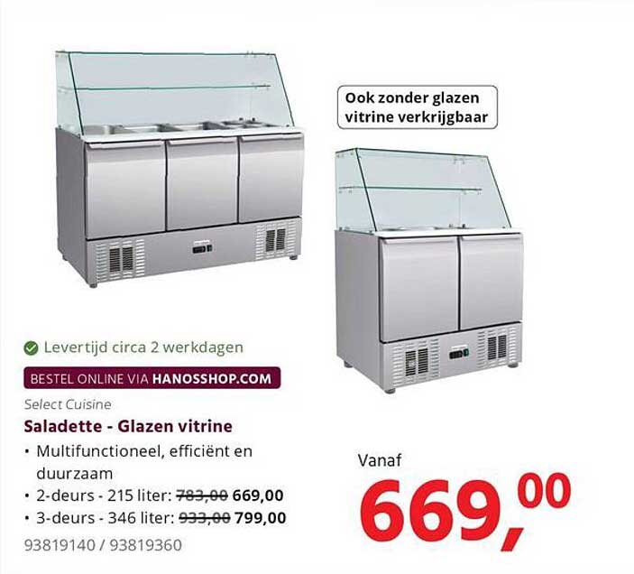 Saladette - Glazen vitrine