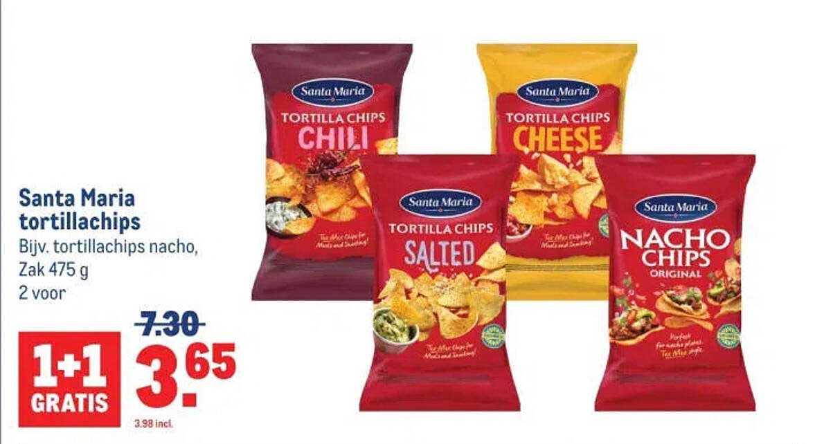 Santa Maria tortillachips 1+1 gratis