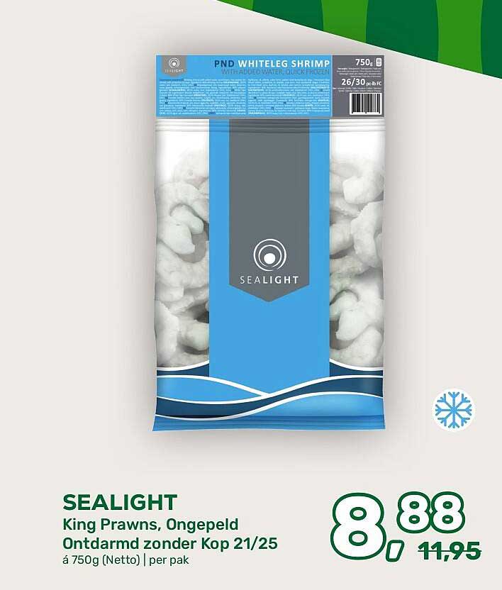 SEALIGHT King Prawns, Ongepeld Ontdarmd zonder Kop 21/25