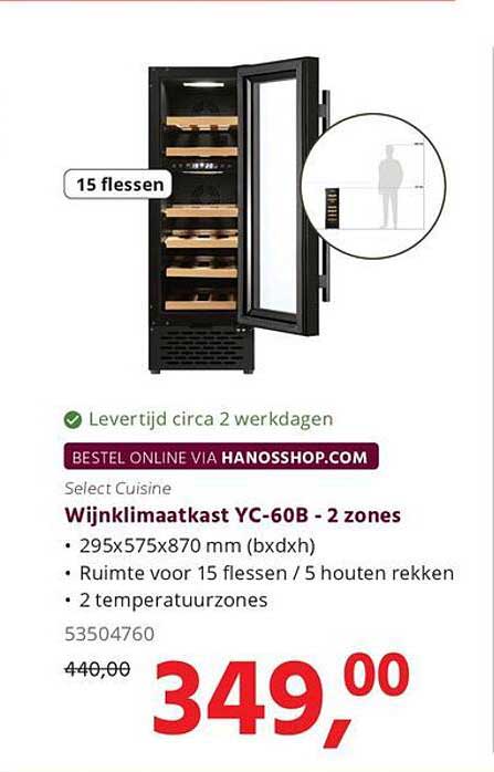 Select Cuisine Wijnklimaatkast YC-60B - 2 zones
