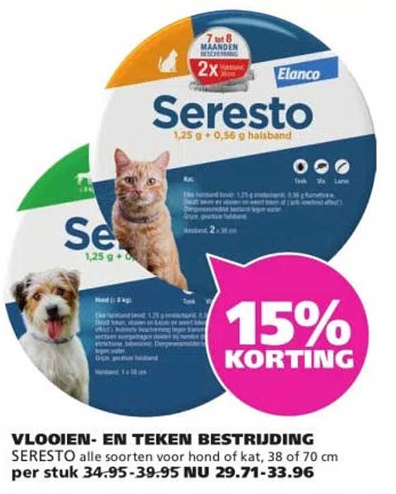 Seresto 1,25 g + 0,56 g halsband 15% korting
