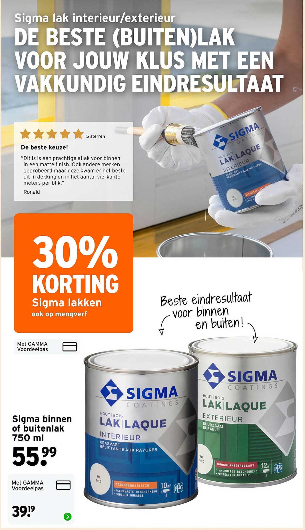 Sigma binnen of buitenlak 750 ml