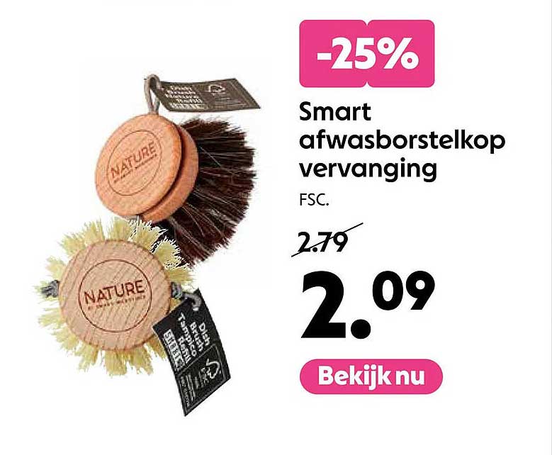 Smart afwasborstelkop vervanging FSC. -25%
