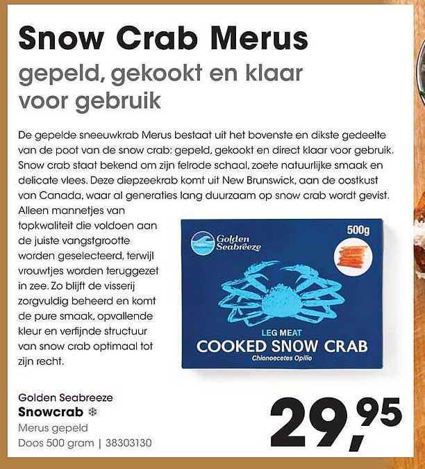 Snow Crab Merus gepeld, gekookt en klaar voor gebruik