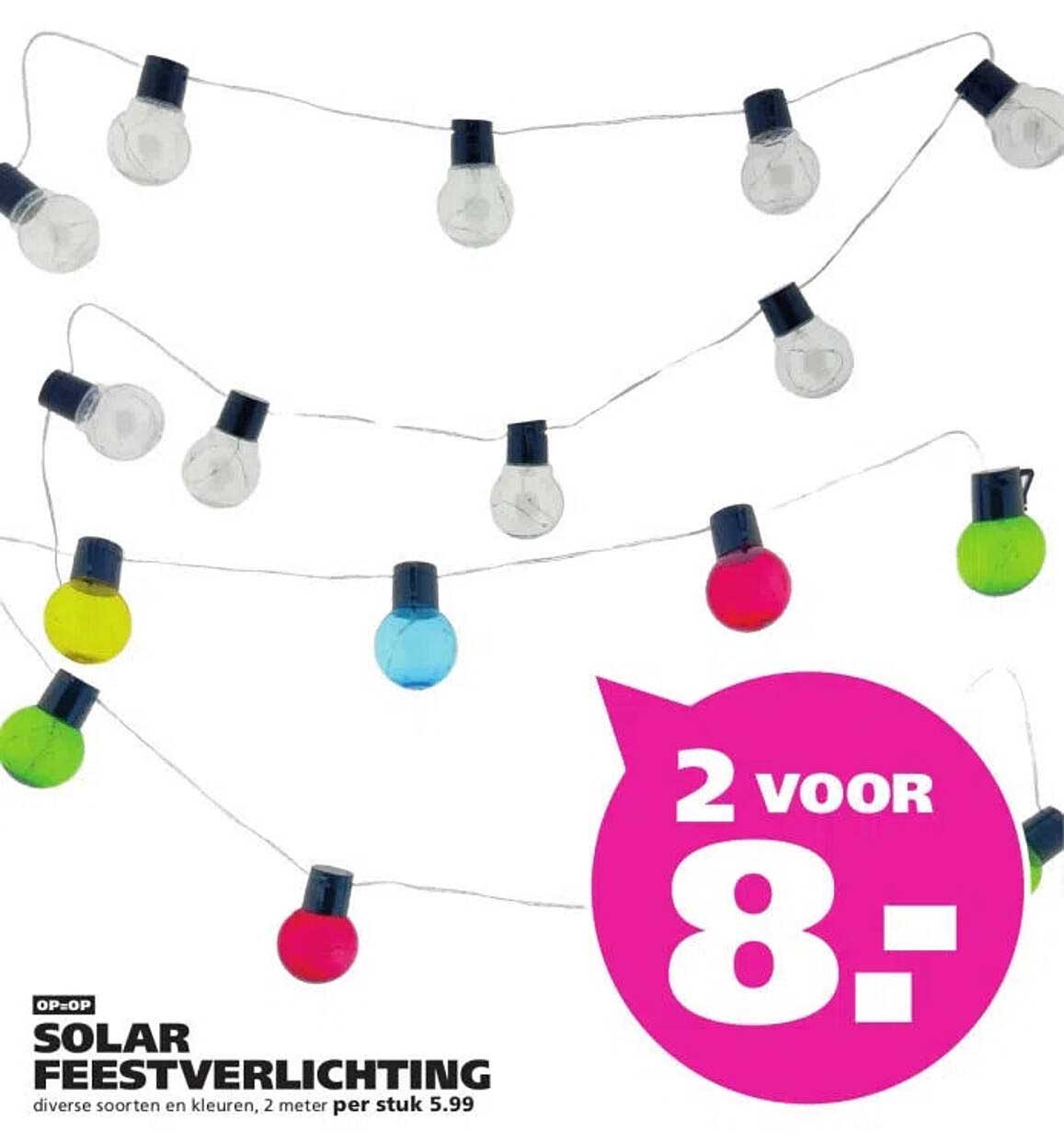 SOLAR FEESTVERLICHTING 2 voor 8,-
