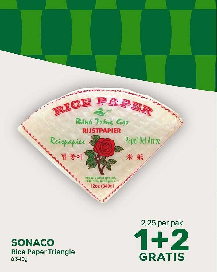 SONACO Rice Paper Triangle á 340g 1+2 GRATIS
