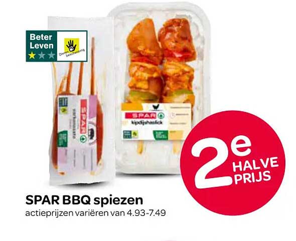 SPAR BBQ spiesen 2e halve prijs