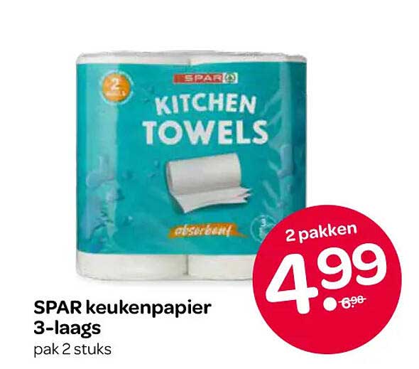 SPAR keukenpapier 3-laags pak 2 stuks 2 pakken