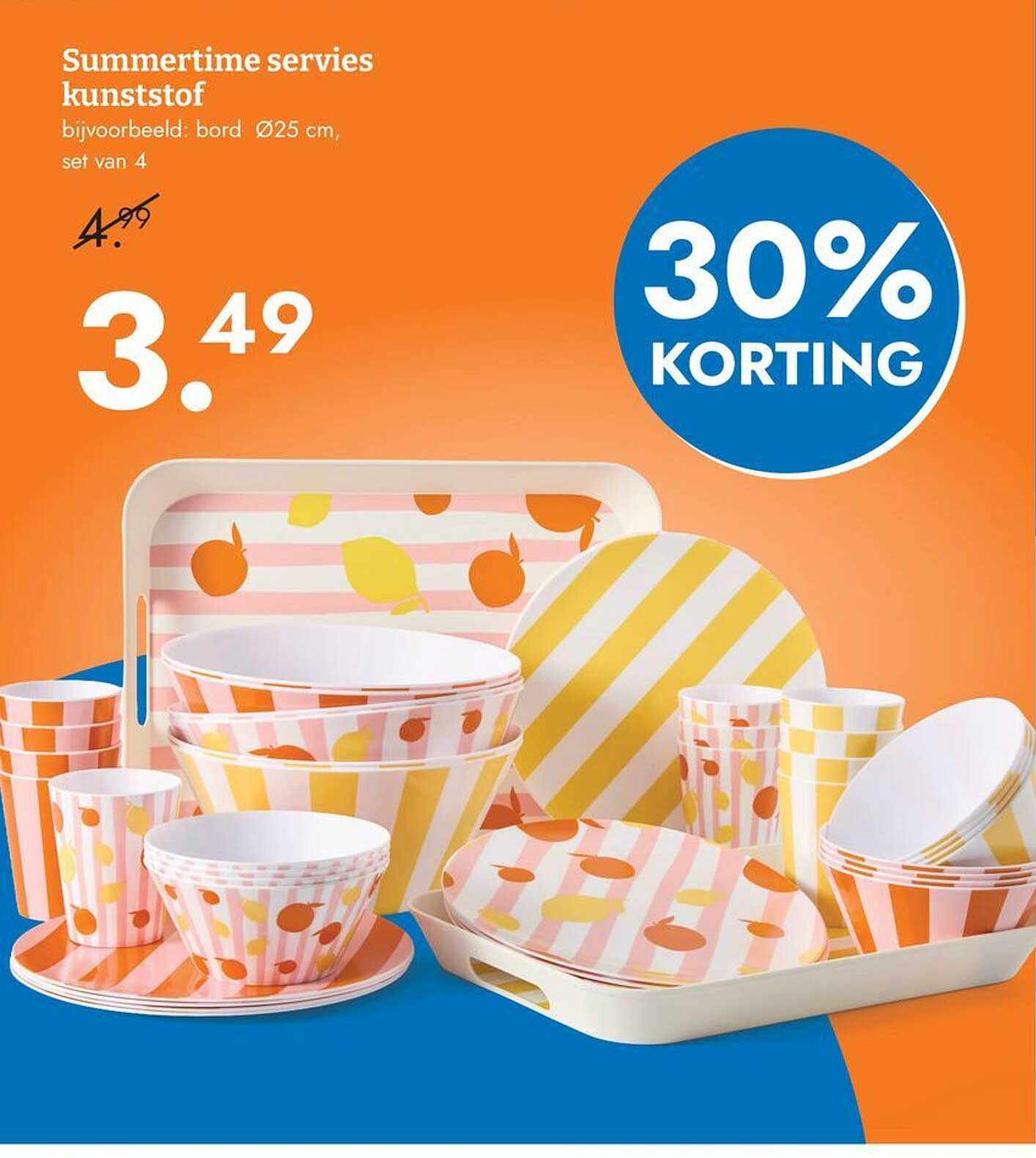 Summertime servies kunststof bijvoorbeeld: bord Ø25 cm, set van 4 30% KORTING